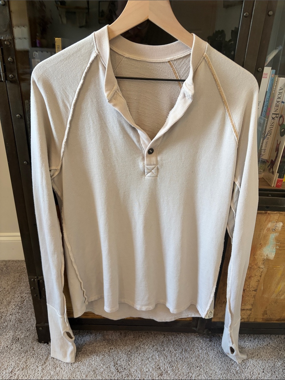 One Golden Thread - Long Sleeve Henley Tee - Beige - XS